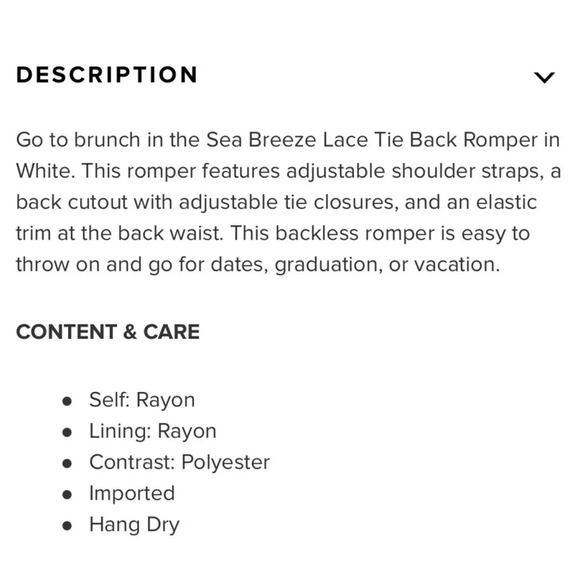 Quiet Storm Textured Print Lace Tie Back Romper White Size M NEW - Picture 11 of 11